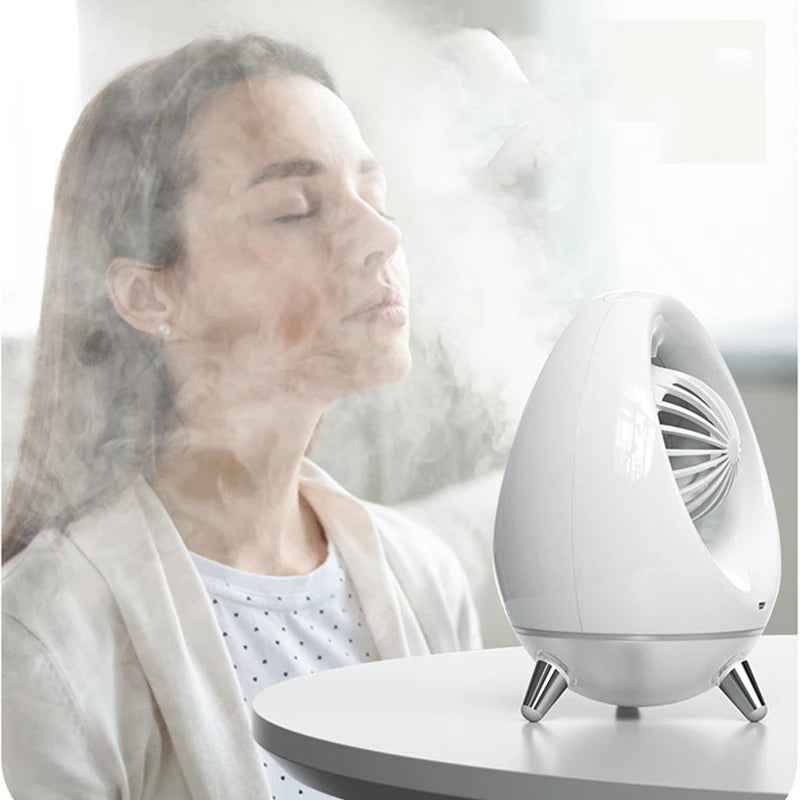 Egg Shape Ice Fog Cooling Fan Desktop USB 2000mAh Desktop Air Circulating Sprayer Fan Portable Humidifier Fan With LED Lights