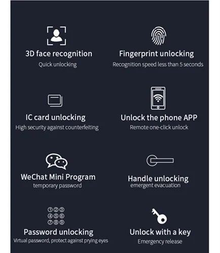3D Face Recognition Tuya Fully Automatic Smart Door Lock cat Eye Video Intercom Home Anti-theft Door Lock Fingerprint Lock