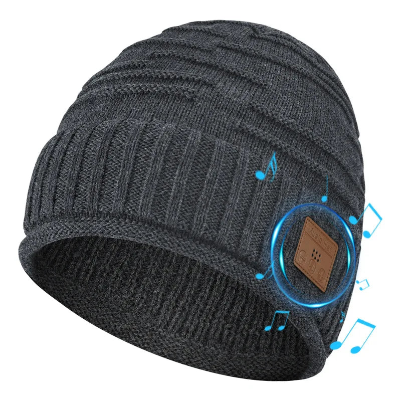 Winter Bluetooth Headphone Outdoor Warm Music Knitting Cap Rechargeable Wireless Stereo Earphone Beanie Hat Handsfree Microphone