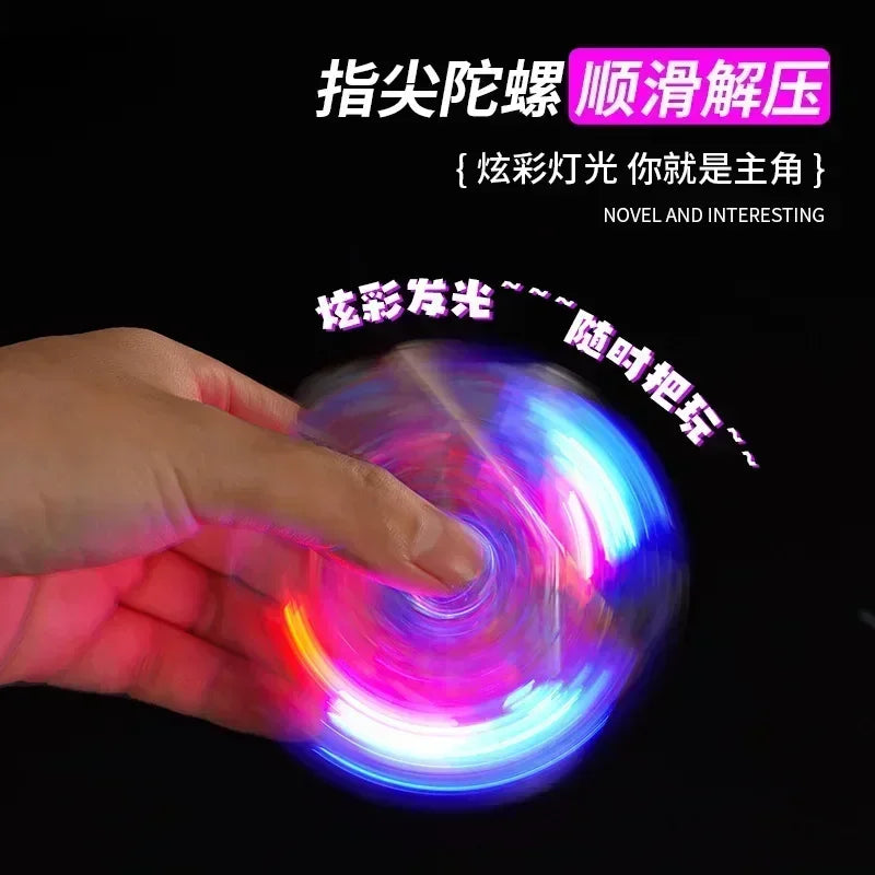 2025 New Creative Luminous Transparent Gyroscope Lighter 2-in-1 Folding Rotating Decompression Windproof Lighter Men's Gift