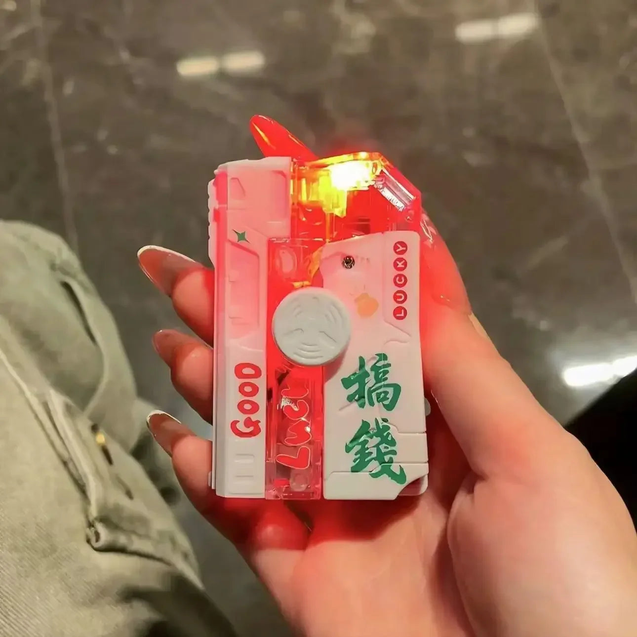 2025 New Creative Luminous Transparent Gyroscope Lighter 2-in-1 Folding Rotating Decompression Windproof Lighter Men's Gift