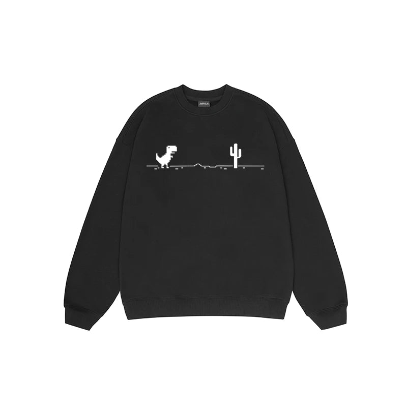 Harajuku Trend Network Malfunction Little Dinosaur Sweatshirts Y2K Fashion Casual Hoody Hip Hop Retro Streetwear Hoodies Unisex