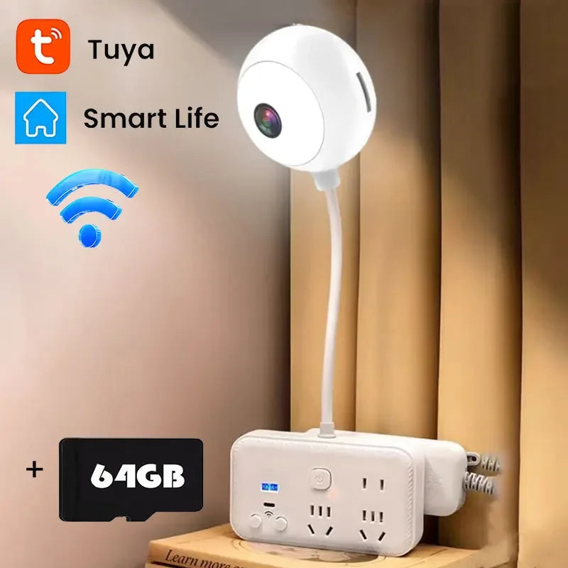 Tuya Indoor USB Light Bulb WiFi Camera 2K 5MP Mini Wireless Security IP Camera IR Color Night Vision Smart Life Baby Monitor Cam