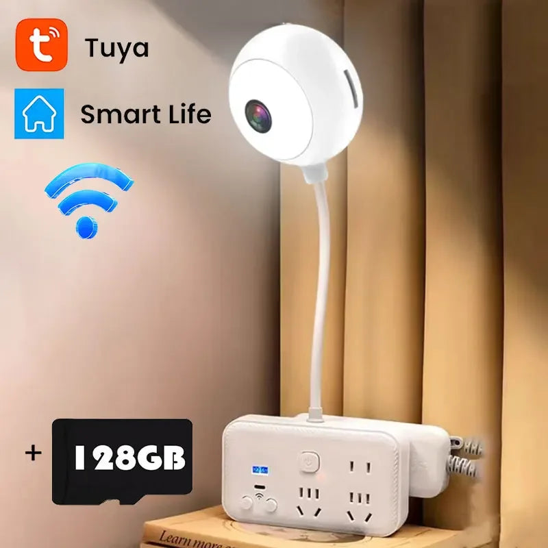 Tuya Indoor USB Light Bulb WiFi Camera 2K 5MP Mini Wireless Security IP Camera IR Color Night Vision Smart Life Baby Monitor Cam