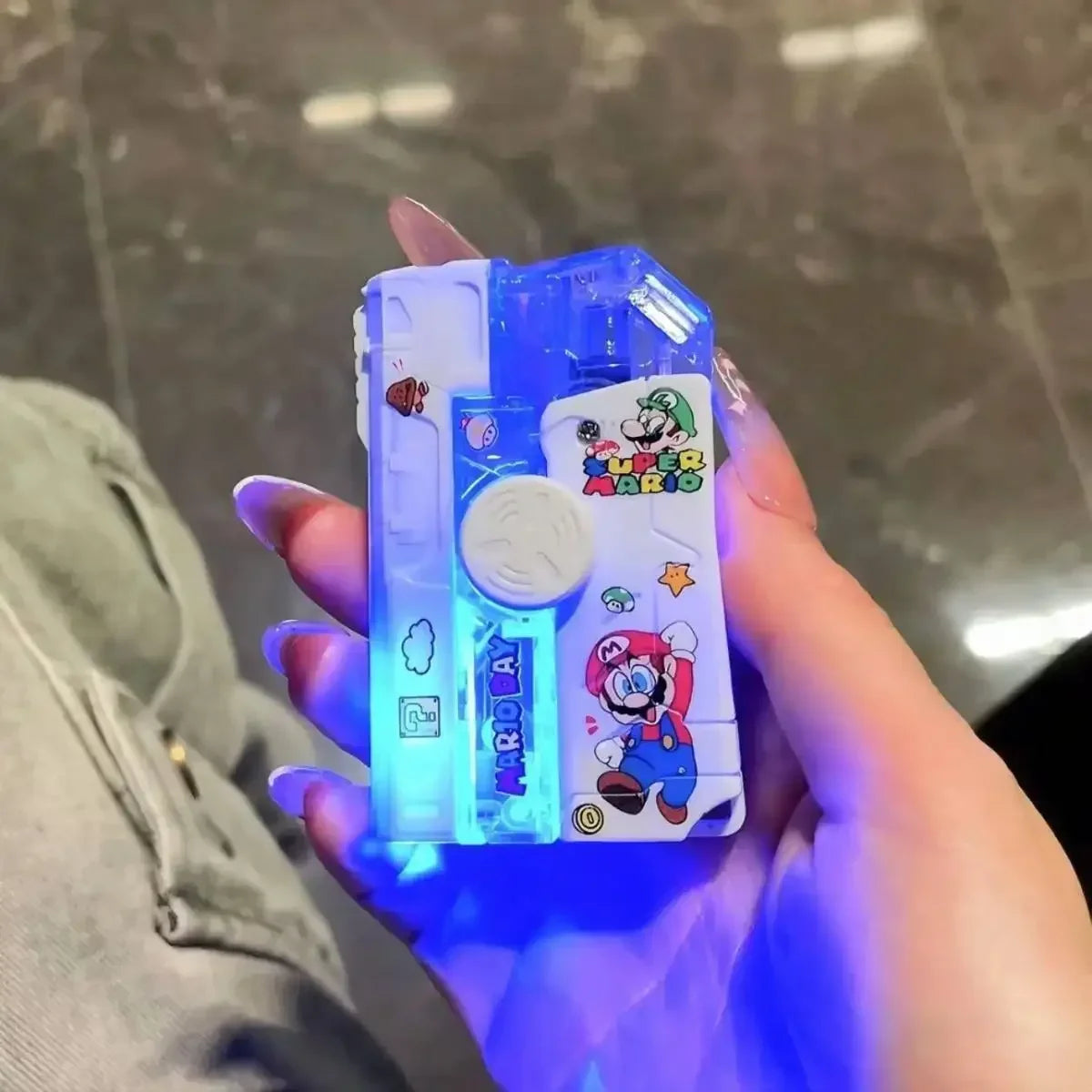 2025 New Creative Luminous Transparent Gyroscope Lighter 2-in-1 Folding Rotating Decompression Windproof Lighter Men's Gift