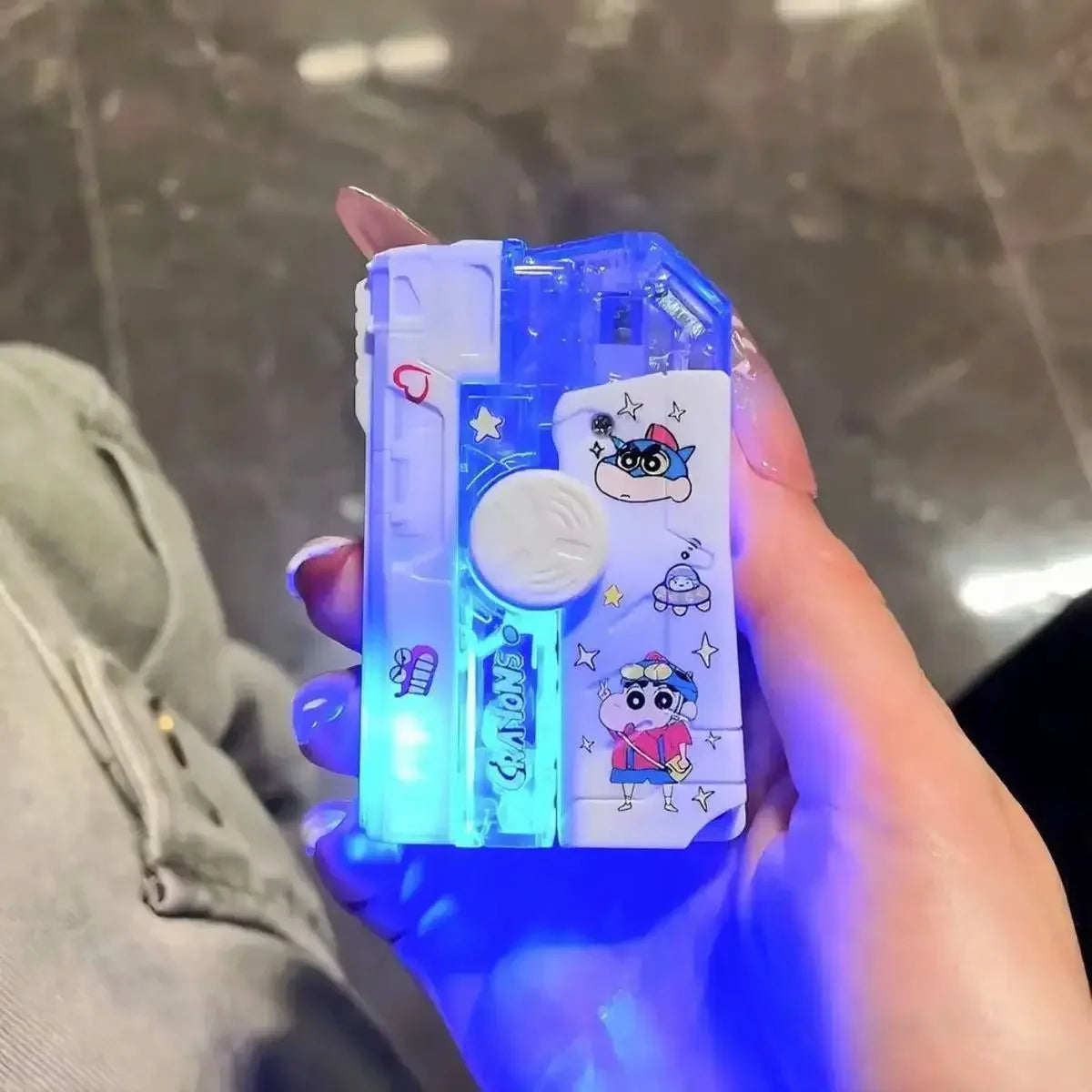 2025 New Creative Luminous Transparent Gyroscope Lighter 2-in-1 Folding Rotating Decompression Windproof Lighter Men's Gift