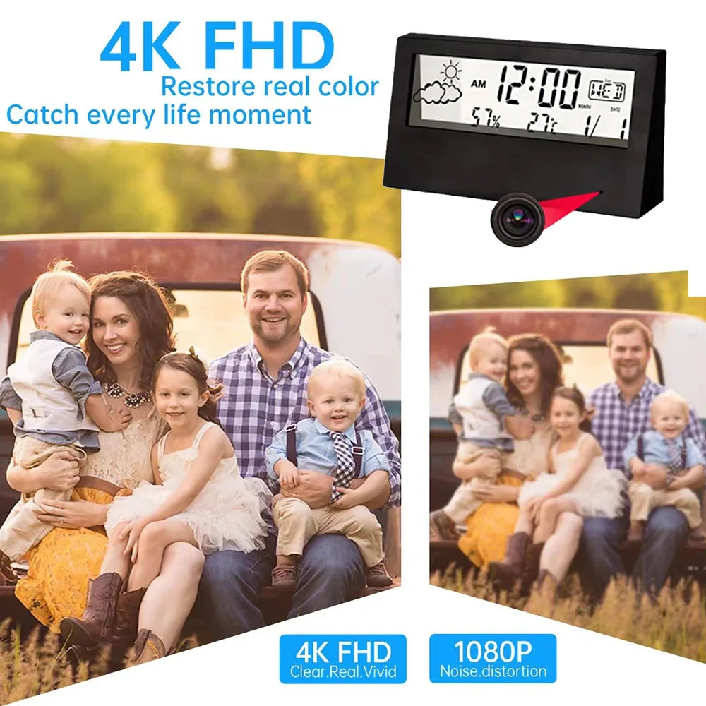 4K Wireless Smart Camera Clock WiFi Camera Covert Video Recorder Cam Indoor Motion Detection Audio Video recording Camera