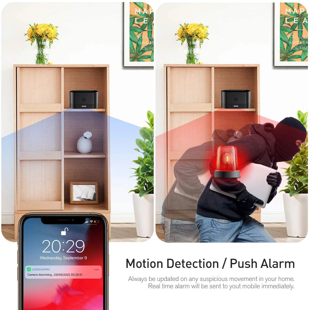 Mini Camera Clock Full HD 1080P Wireless WiFi Camera Home Monitoring Control IR Night View DVR Monitoring Video Mist humidifier