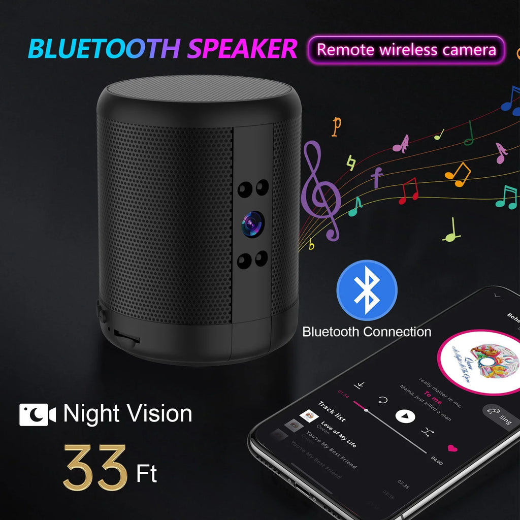 WiFi Security Camera Speaker Video Recorder HD Night Vision 140 Degree Wide Angle Lens 2 Way Talk 2K Loop Recording for Office