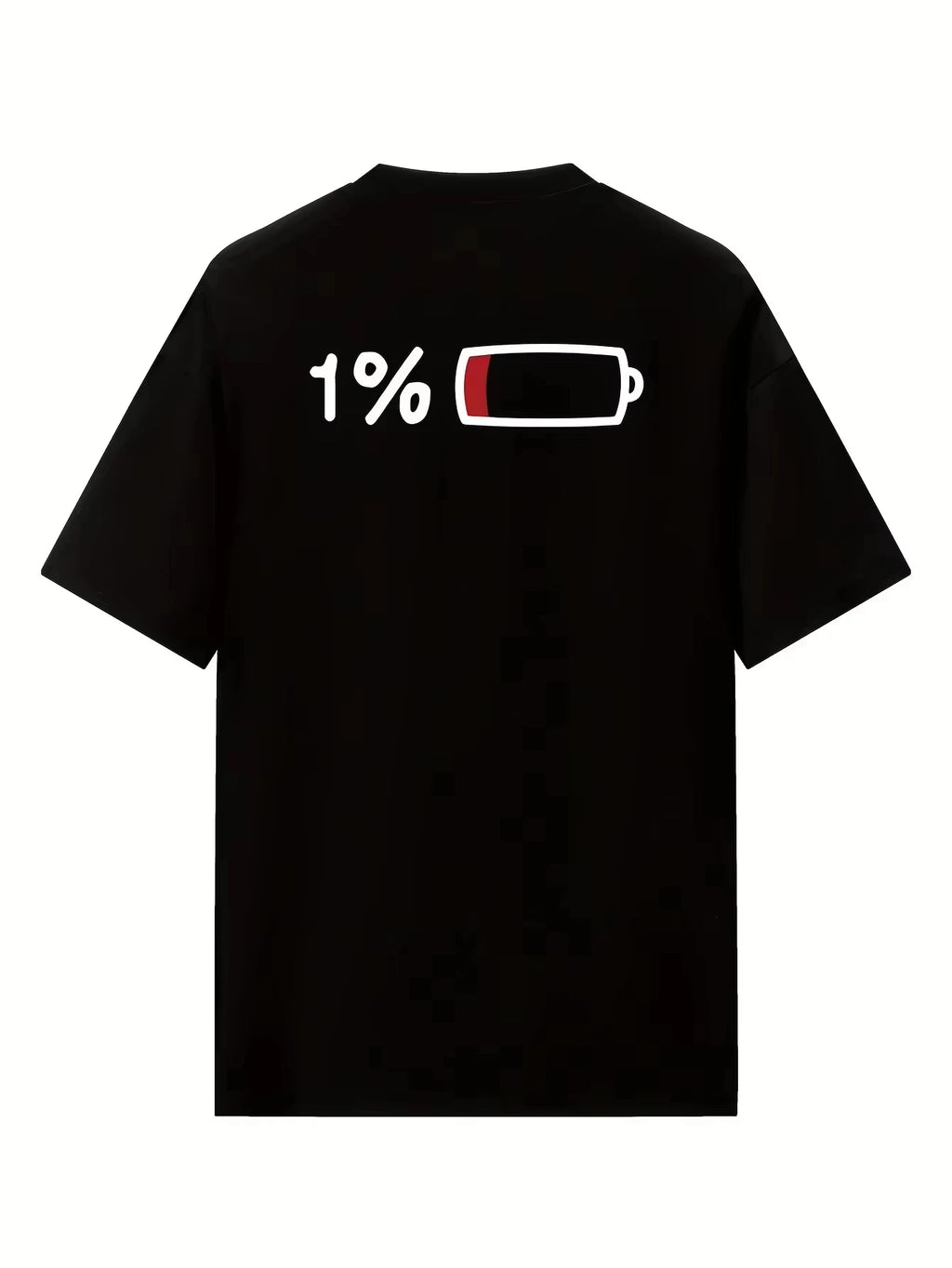 2026 New Women's Summer Casual Elegant Loose Long T-shirt with 1% Battery Graphic Print Black Round Neck Short-Sleeved Tops