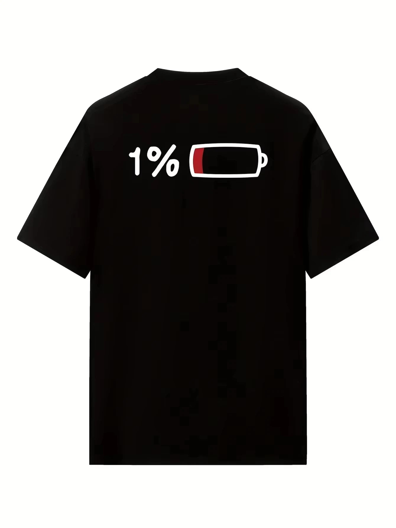 2026 New Women's Summer Casual Elegant Loose Long T-shirt with 1% Battery Graphic Print Black Round Neck Short-Sleeved Tops
