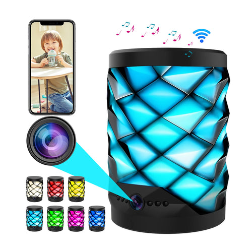1080P HD Mini Wifi Camera with Bluetooth Speaker Home Security Surveillance System Two-way Talk Night Vision Colorful Lights