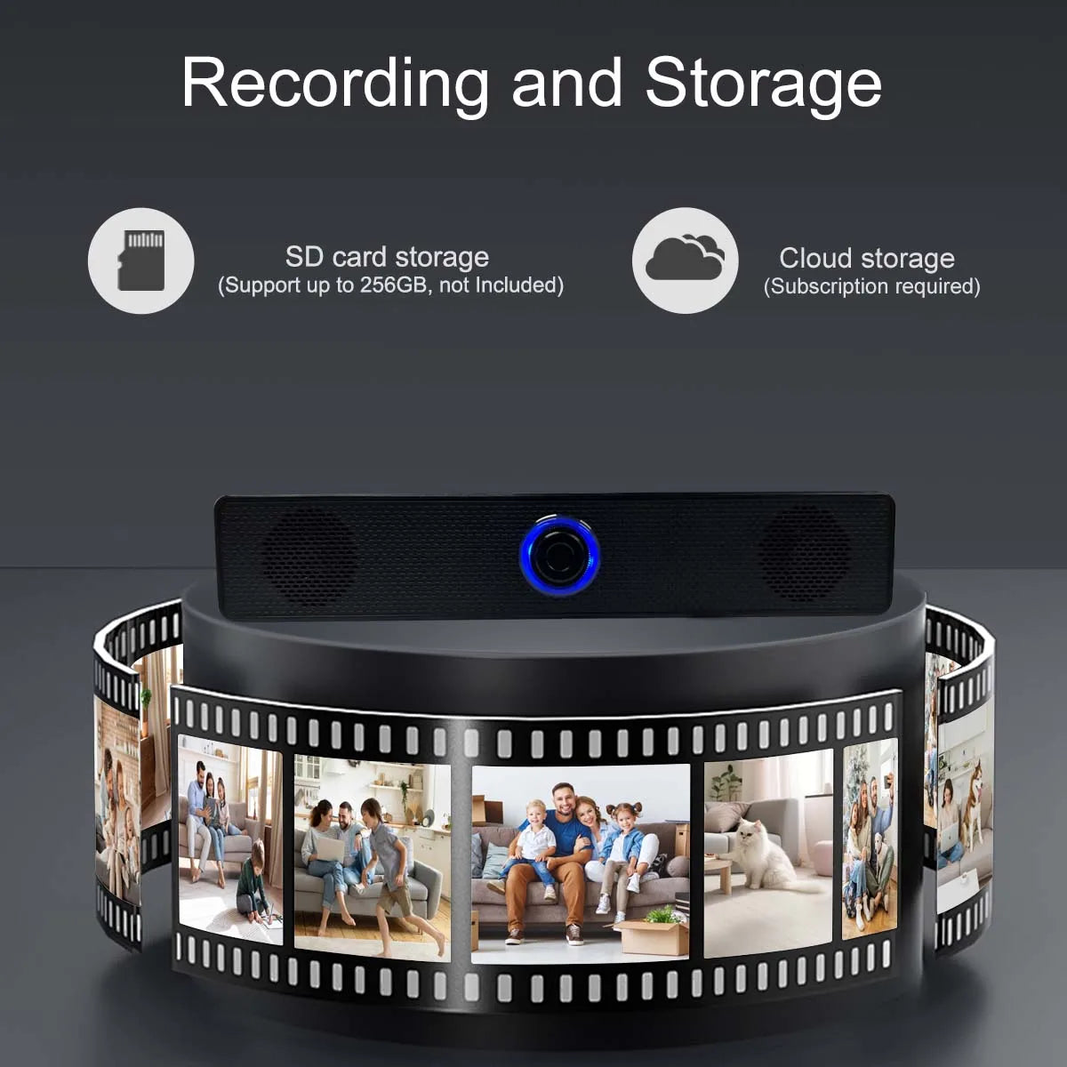 4K WiFi Desktop Bluetooth Speaker Camera – Motion Detection, Remote Viewing, Loop Recording, Home Office Surveillance Monitor