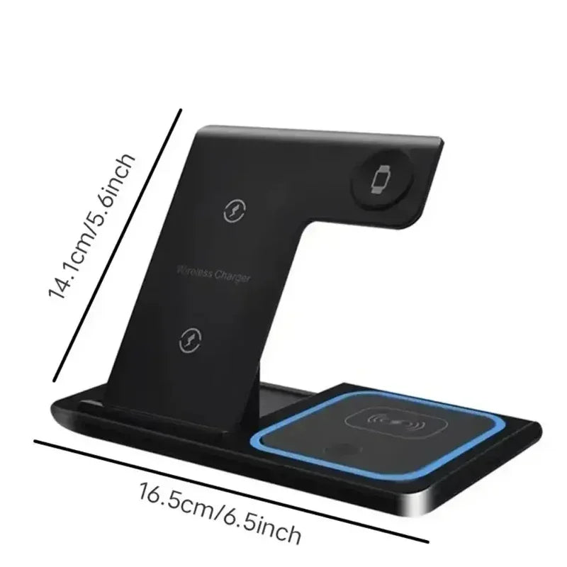 4 In 1 Wireless Charger LED Light Phone Stand For iPhone 16 15 14 13 12 Apple Watch 8 7 6 AirPods Foldable Fast Charging Station