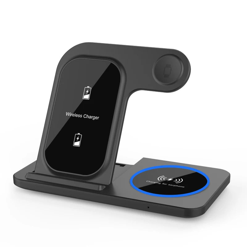4 In 1 Wireless Charger LED Light Phone Stand For iPhone 16 15 14 13 12 Apple Watch 8 7 6 AirPods Foldable Fast Charging Station