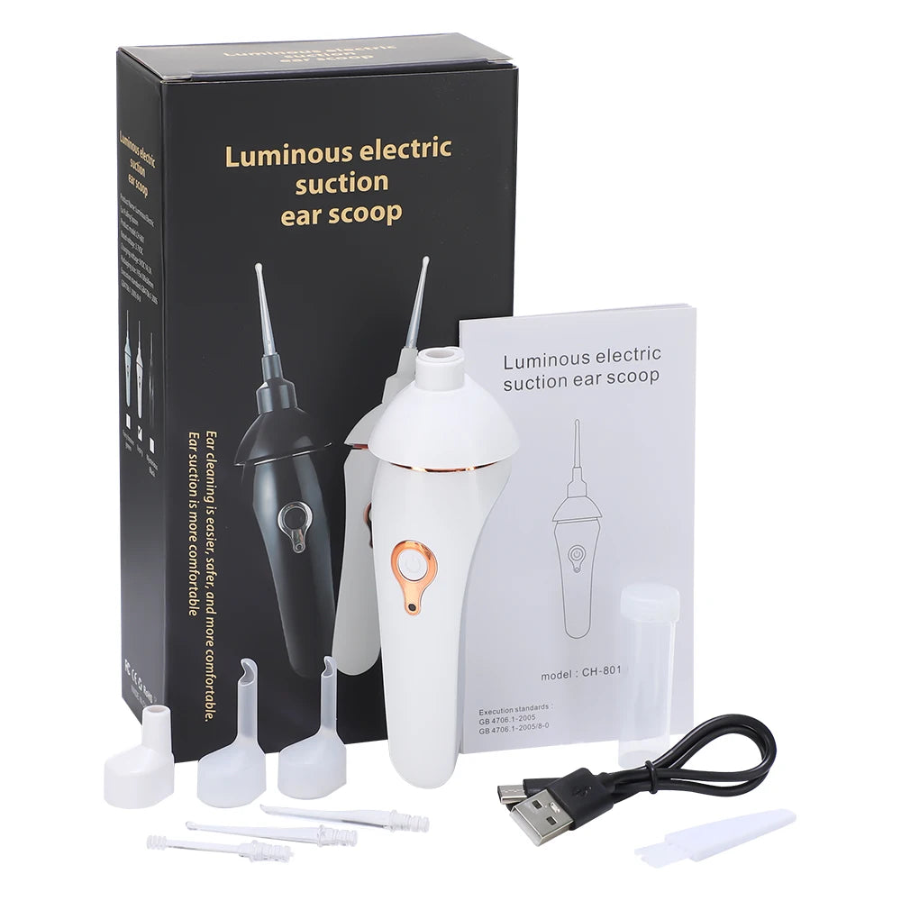 Electric Luminous Ear Wax Suction Remover Ear Wax Pick Set Cleaner LED Light Ear Cleaner Tool Rechargeable For Children Adults