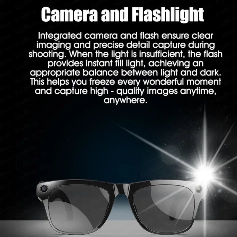 xkoenPro AI Smart Glasses 100MP Camera Built-in Flash Waterproof Bluetooth Call Playing Music Take Photos Audio/Video Recording