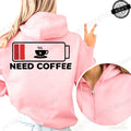 Fashion Streetwear Women's Funny Self Care Hooded Jacket with Minimalist Caffeine Print Trendy Zip Up Sweatshirt Coffee Hoodies