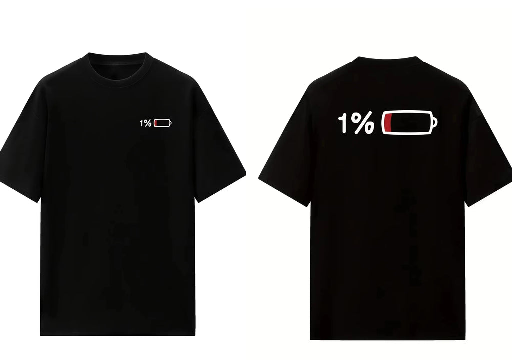 2026 New Women's Summer Casual Elegant Loose Long T-shirt with 1% Battery Graphic Print Black Round Neck Short-Sleeved Tops