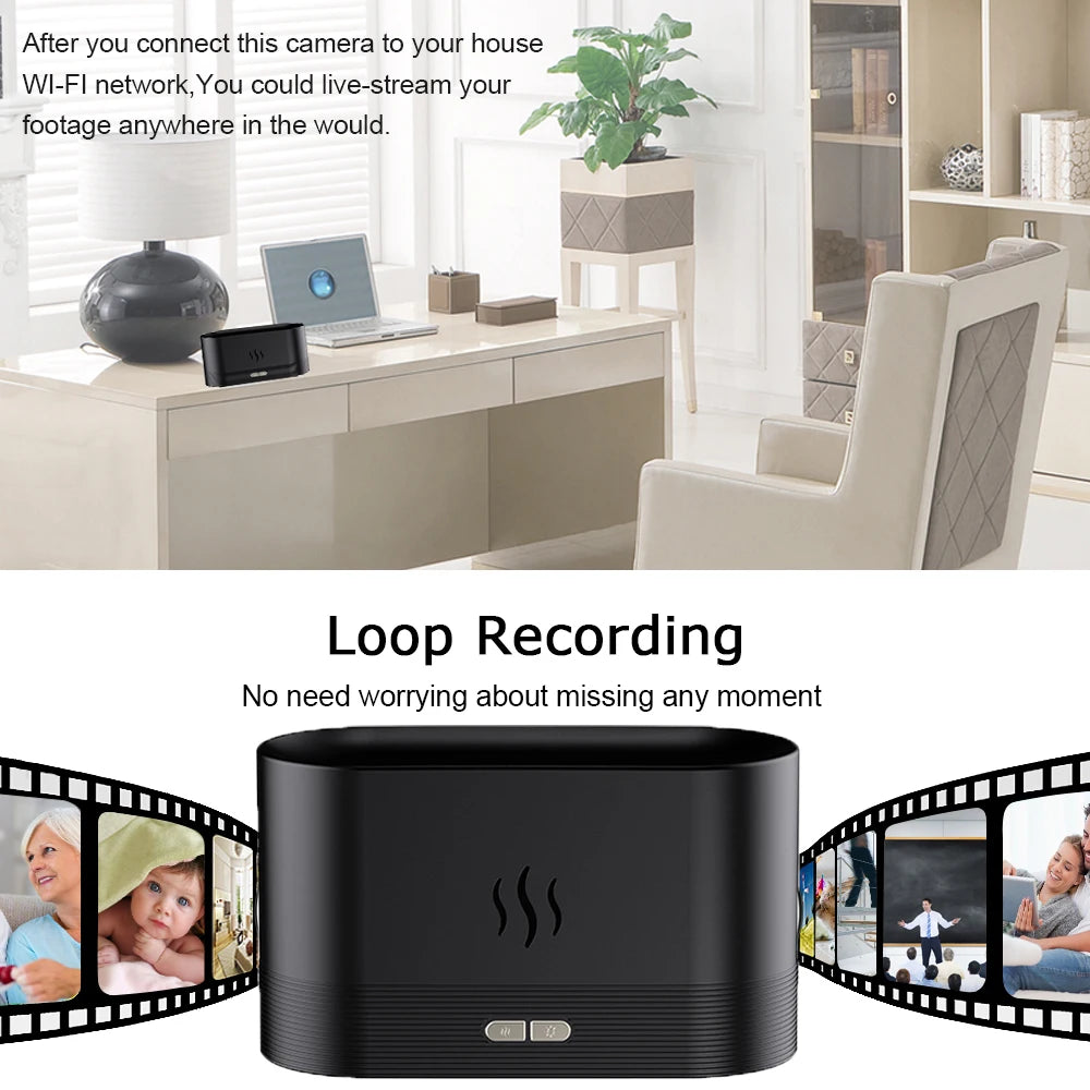 Mini Camera Clock Full HD 1080P Wireless WiFi Camera Home Monitoring Control IR Night View DVR Monitoring Video Mist humidifier