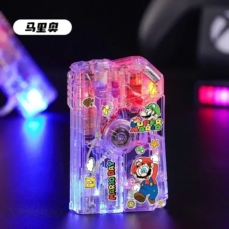 2025 New Creative Luminous Transparent Gyroscope Lighter 2-in-1 Folding Rotating Decompression Windproof Lighter Men's Gift