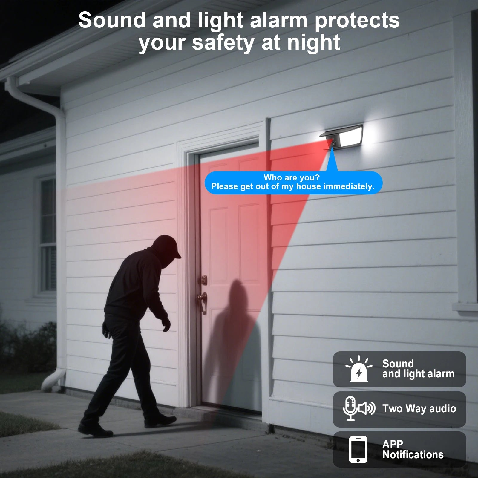 2K Solar Camera Wall Light 2.4G Outdoor WIFI Camera Home Protection Security Camera Battery Cam Color Night Vision Local Alarm