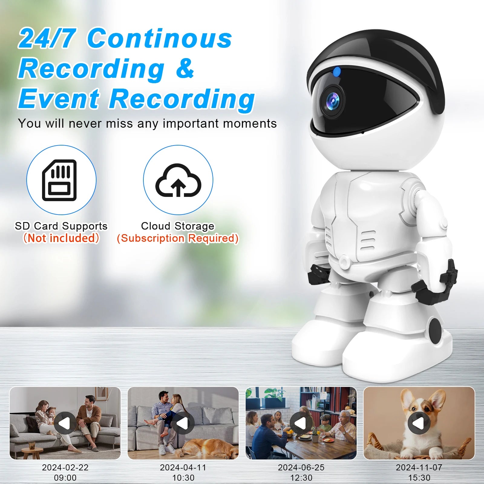 Noahtec Robot Camera Wifi 3MP Indoor Home Security Camera Night Vision Two Way Audio Auto Tracking Indoor Baby Monitor