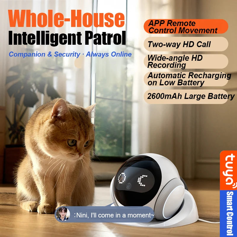 Famue Automatic Charging Robot Camera HD 2K 5G WIFI IP Camera Pet Mobile Tracking Night Vision CCTV Remote View TUYA APP Camera