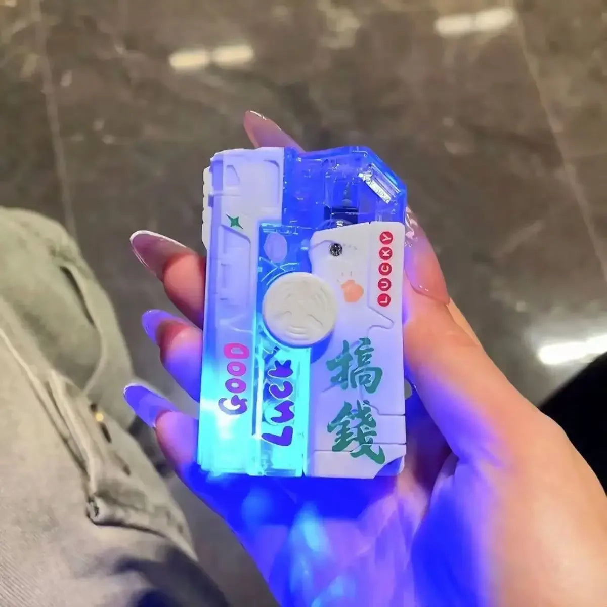 2025 New Creative Luminous Transparent Gyroscope Lighter 2-in-1 Folding Rotating Decompression Windproof Lighter Men's Gift