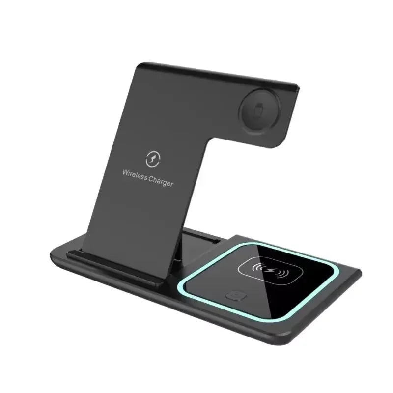 4 In 1 Wireless Charger LED Light Phone Stand For iPhone 16 15 14 13 12 Apple Watch 8 7 6 AirPods Foldable Fast Charging Station