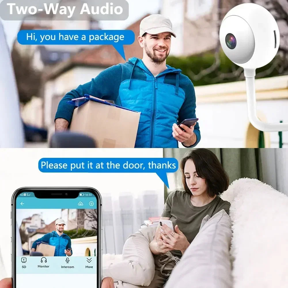 Tuya Indoor USB Light Bulb WiFi Camera 2K 5MP Mini Wireless Security IP Camera IR Color Night Vision Smart Life Baby Monitor Cam