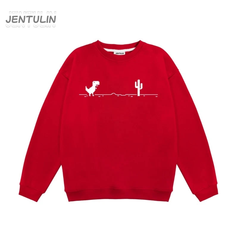 Harajuku Trend Network Malfunction Little Dinosaur Sweatshirts Y2K Fashion Casual Hoody Hip Hop Retro Streetwear Hoodies Unisex