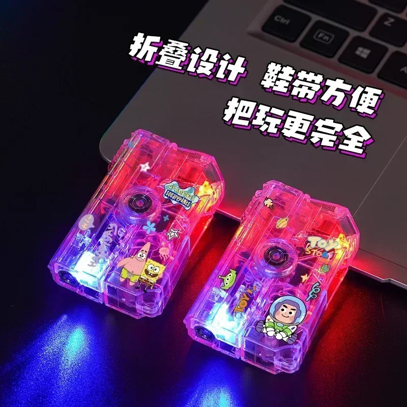 2025 New Creative Luminous Transparent Gyroscope Lighter 2-in-1 Folding Rotating Decompression Windproof Lighter Men's Gift