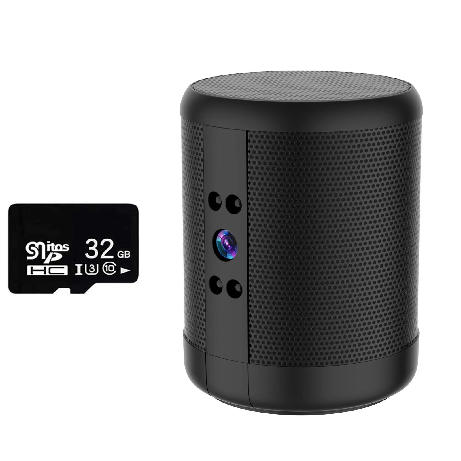 WiFi Security Camera Speaker Video Recorder HD Night Vision 140 Degree Wide Angle Lens 2 Way Talk 2K Loop Recording for Office