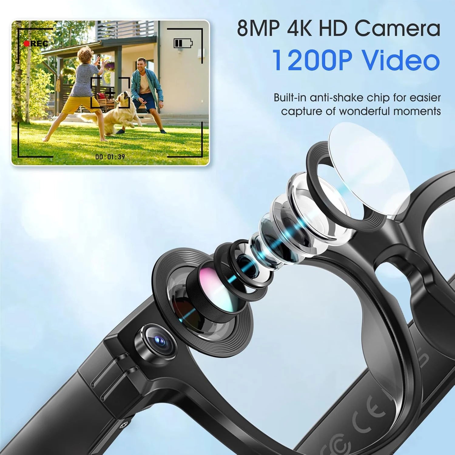 World Premiere 2026 New AI Shooting Glasses 4K HD 800W Pixels Camera Bluetooth Call Voice Assistant AI Translation Smart Glasses