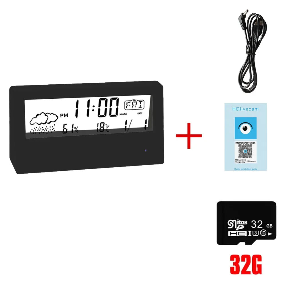 4K Wireless Smart Camera Clock WiFi Camera Covert Video Recorder Cam Indoor Motion Detection Audio Video recording Camera