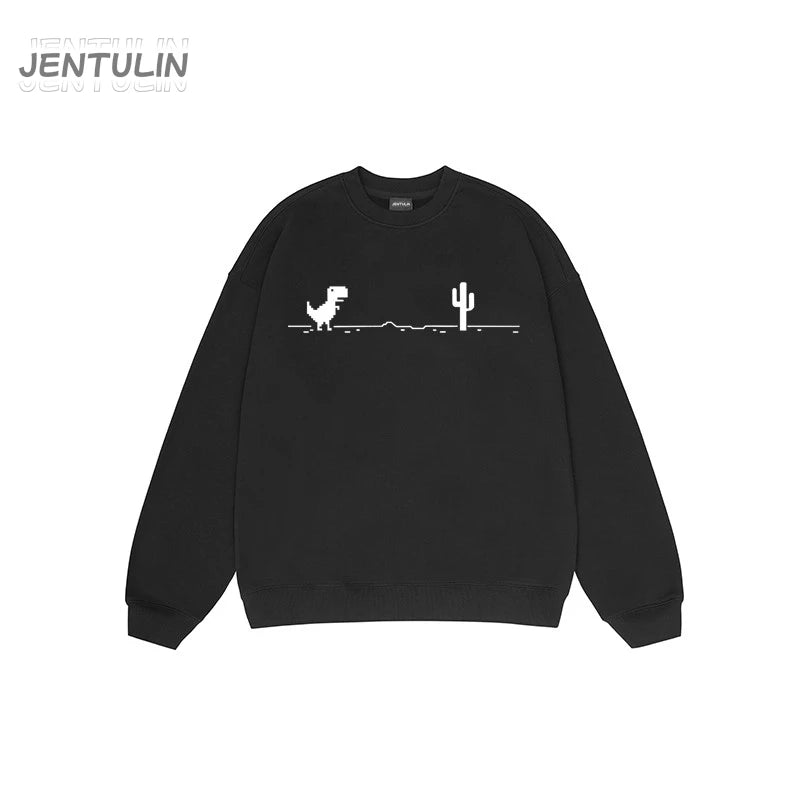 Harajuku Trend Network Malfunction Little Dinosaur Sweatshirts Y2K Fashion Casual Hoody Hip Hop Retro Streetwear Hoodies Unisex
