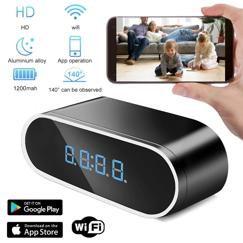 Wifi Mini Clock Camera Remote Viewing With Night Vision 1080P Surveillance Camera Remote Control Motion Detection For Household