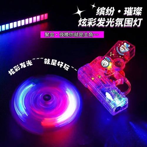 2025 New Creative Luminous Transparent Gyroscope Lighter 2-in-1 Folding Rotating Decompression Windproof Lighter Men's Gift