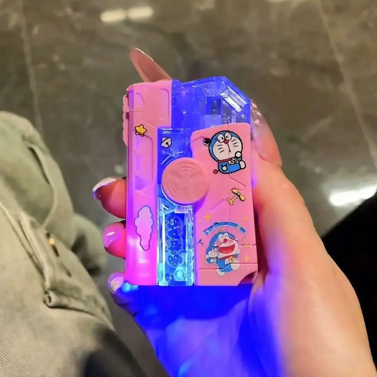 2025 New Creative Luminous Transparent Gyroscope Lighter 2-in-1 Folding Rotating Decompression Windproof Lighter Men's Gift