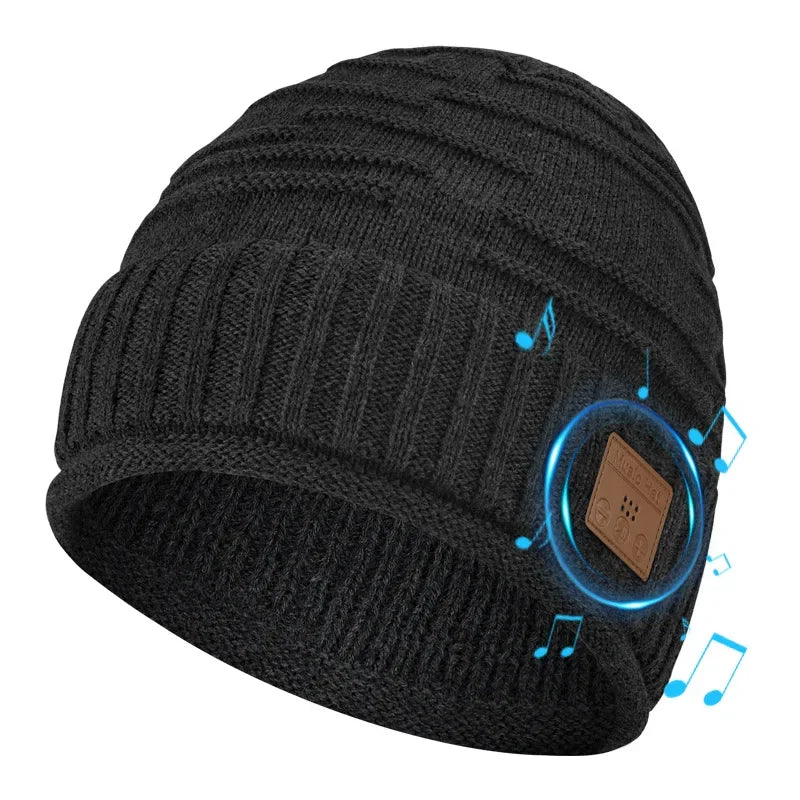 Winter Bluetooth Headphone Outdoor Warm Music Knitting Cap Rechargeable Wireless Stereo Earphone Beanie Hat Handsfree Microphone