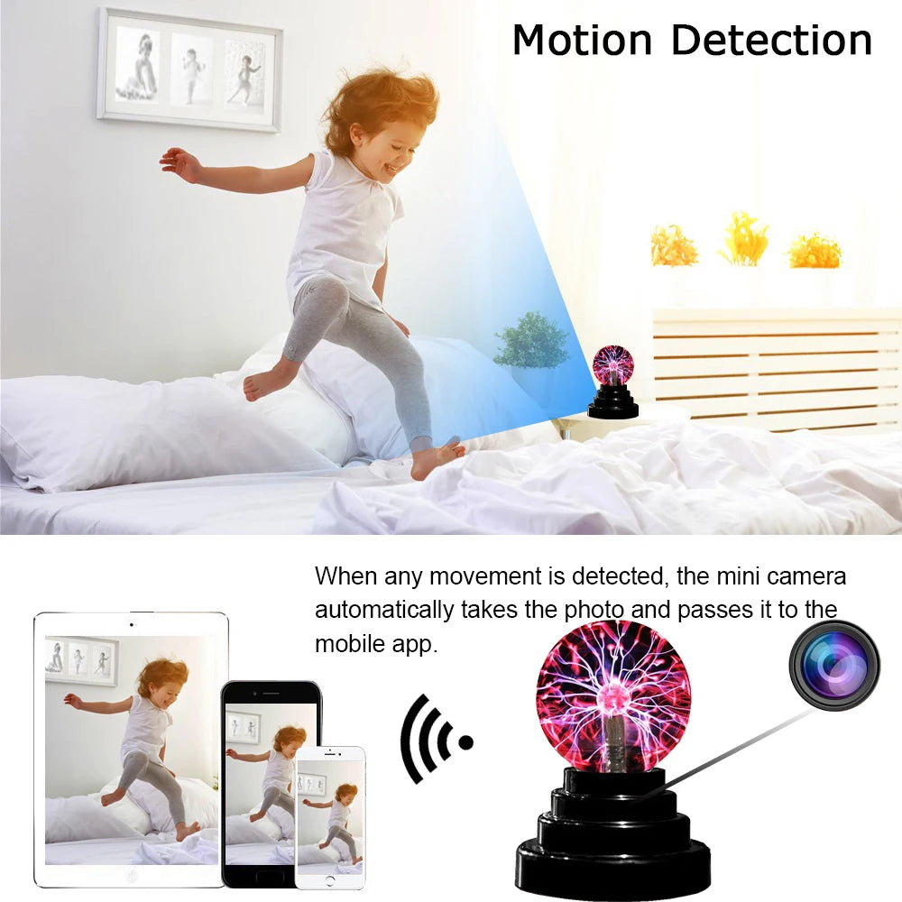 Full HD 2K 1080P WiFi Mini Camera USB Magic Lamp Ion Lamp Ball Glass Lamp 3-inch Camera Home Night View DVR Monitoring Video