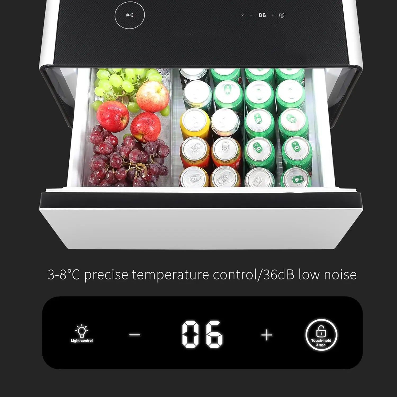 Smart Side Table with Fridge, Smart Nightstand with Refrigerator, Induction Light, Temperature Control, Wireless, Customized
