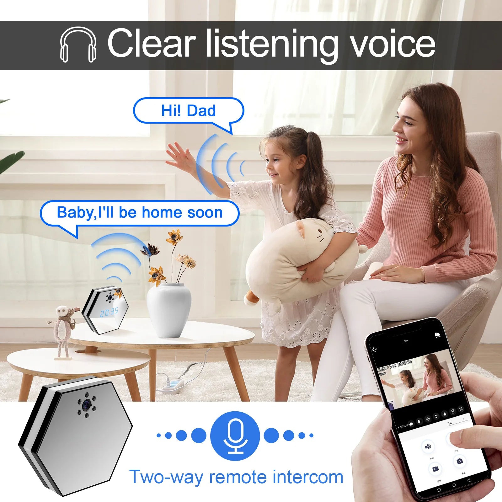 130° PTZ Alarm Clock Mini Cam Full Aluminum Alloy Digital Clock Cameras 1080P Wireles WiFi IR Night Vision Camcorder Recorder