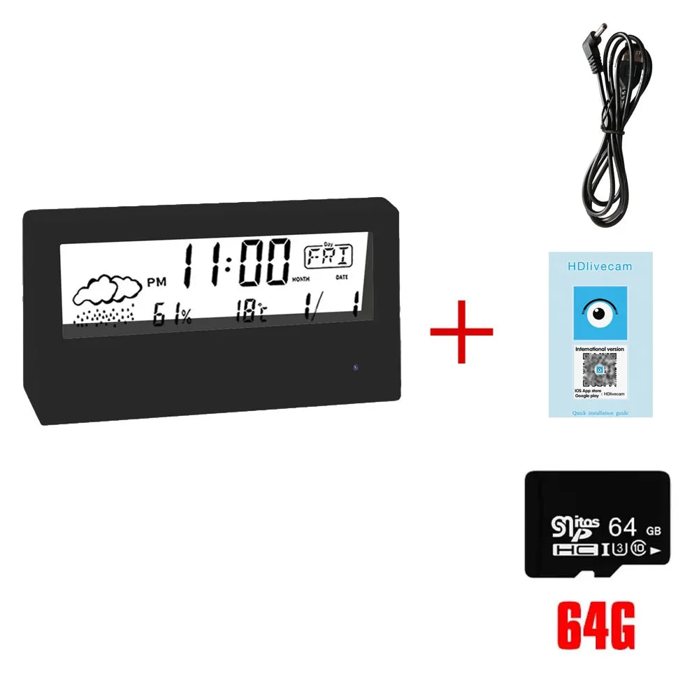 4K Wireless Smart Camera Clock WiFi Camera Covert Video Recorder Cam Indoor Motion Detection Audio Video recording Camera