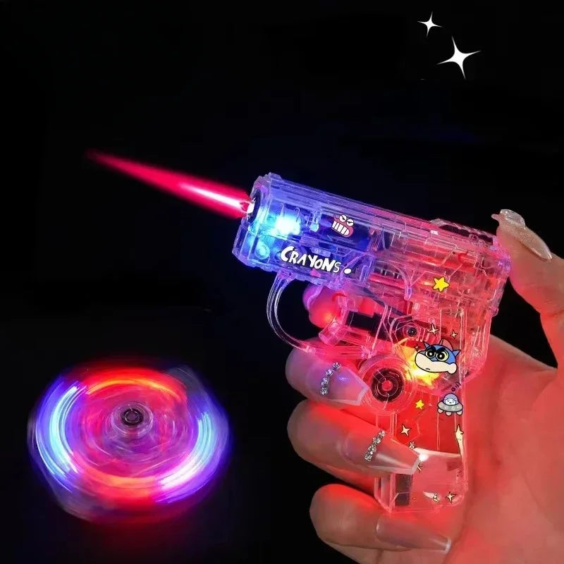 2025 New Creative Luminous Transparent Gyroscope Lighter 2-in-1 Folding Rotating Decompression Windproof Lighter Men's Gift