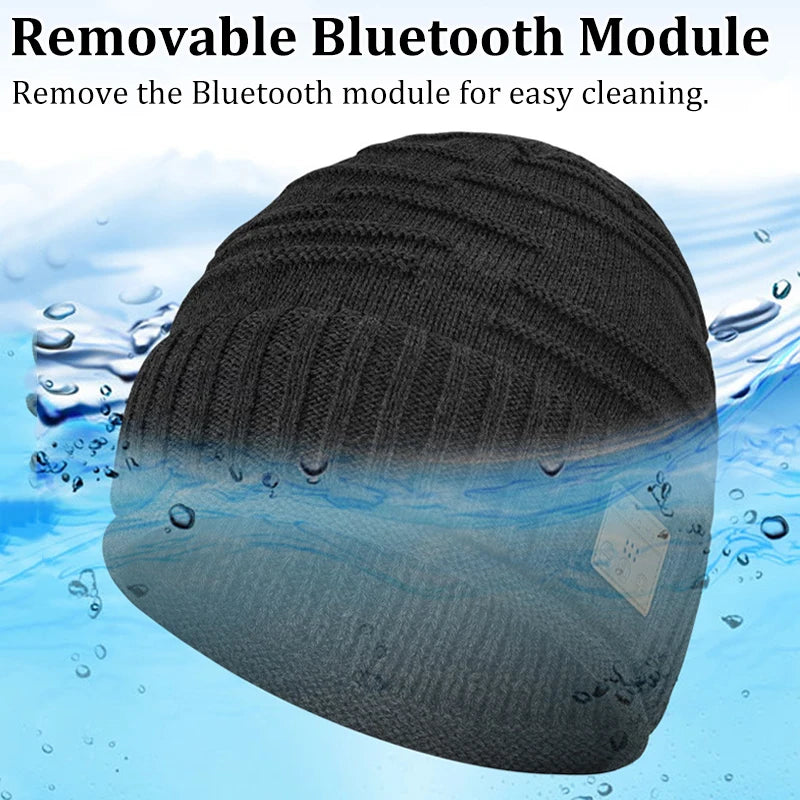 Winter Bluetooth Headphone Outdoor Warm Music Knitting Cap Rechargeable Wireless Stereo Earphone Beanie Hat Handsfree Microphone