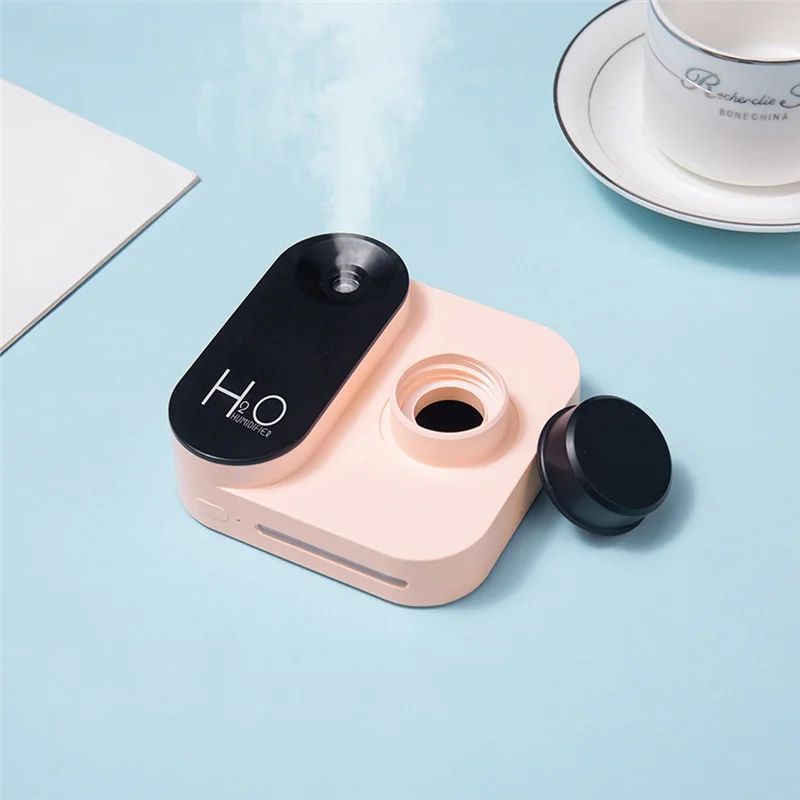 HRBAJ-Mini Camera Shape Humidifier USB Portable Large Mist Volume Desktop Water Bottle Humidifier For Bedroom Office A