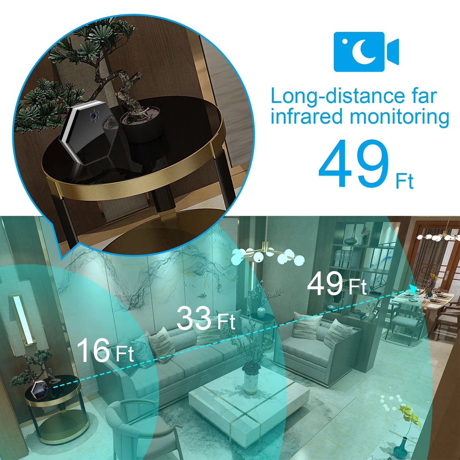 130° PTZ Alarm Clock Mini Cam Full Aluminum Alloy Digital Clock Cameras 1080P Wireles WiFi IR Night Vision Camcorder Recorder