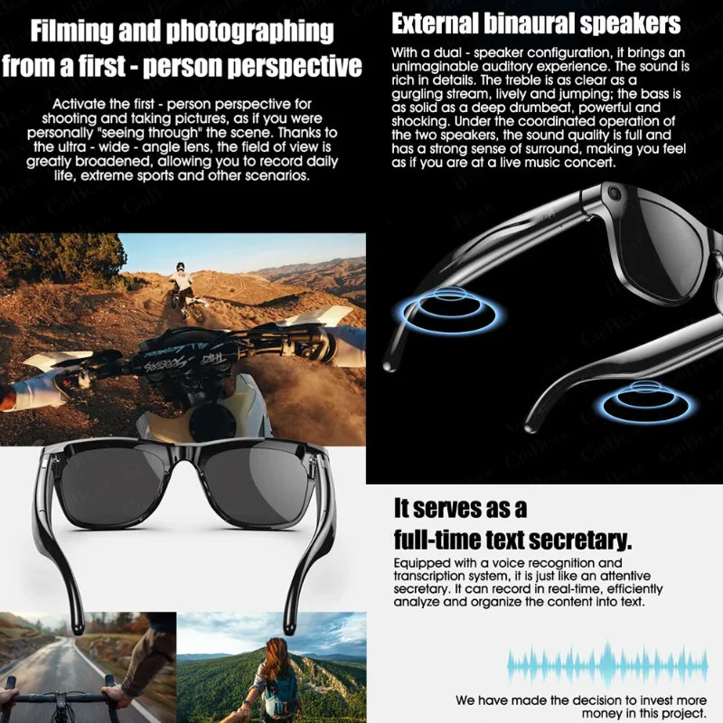 xkoenPro AI Smart Glasses 100MP Camera Built-in Flash Waterproof Bluetooth Call Playing Music Take Photos Audio/Video Recording